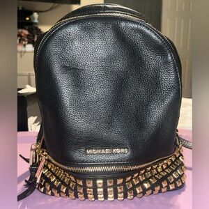 Micheal Kors black studded backpack